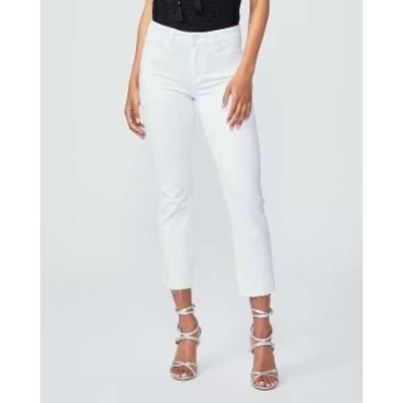 PAIGE Women's White Cindy Cropped Straight Leg Stretch Denim Jeans Size 27 - Picture 1 of 7